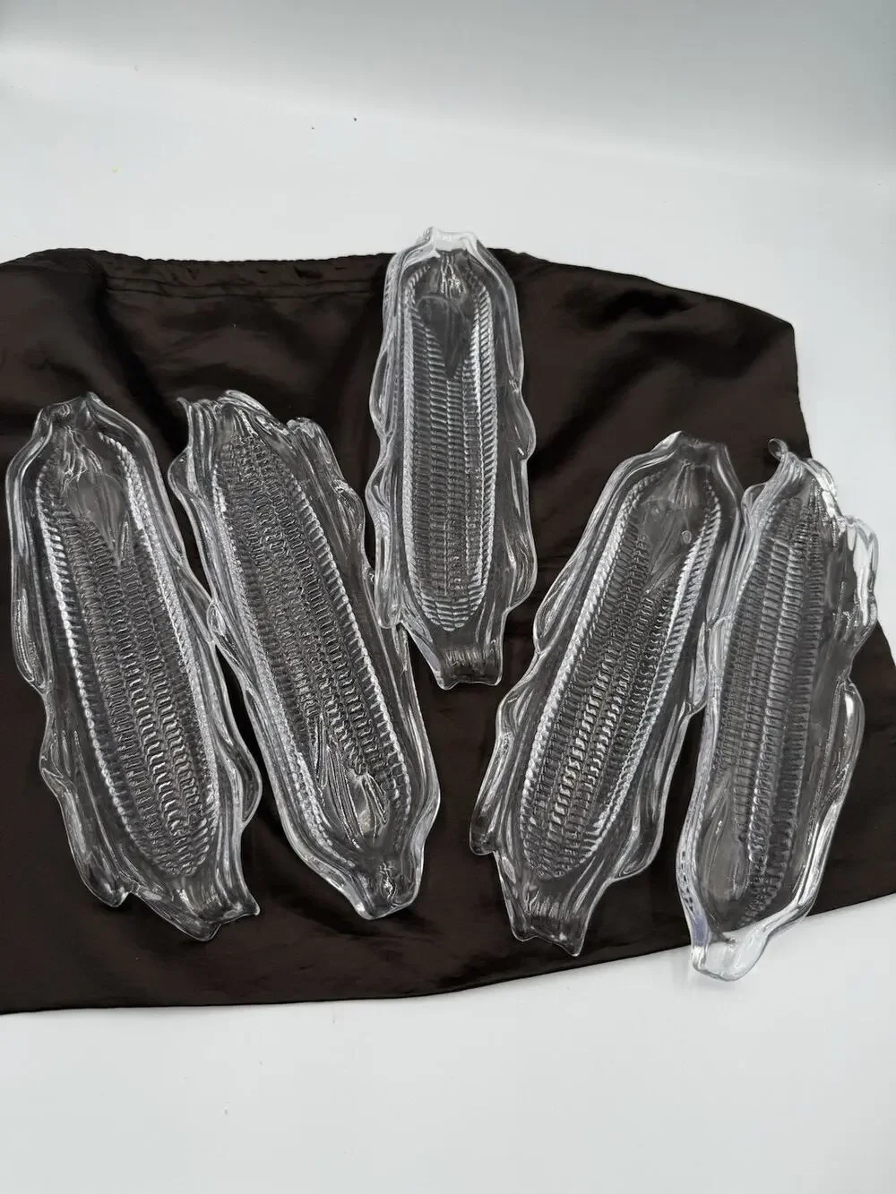 Clear Plastic Corn on the Cob Individual Serving Dish Holders Plates Set of 5